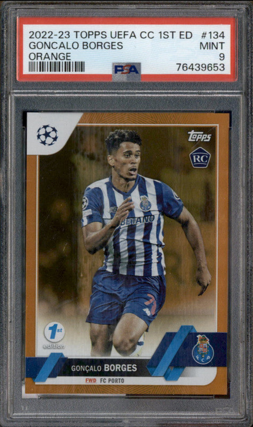 2022 Topps UEFA CC 1st Edition Orange #134 Goncalo Borges RC Rookie