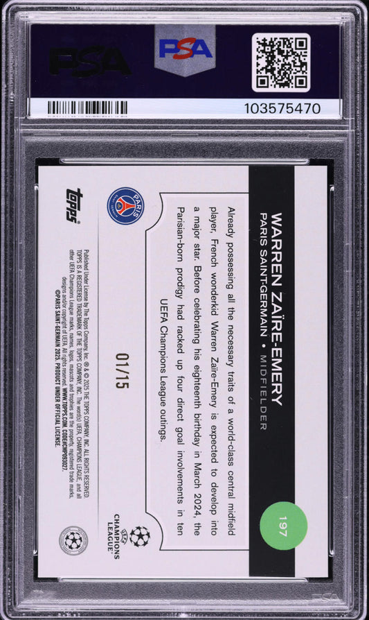 2024 Topps UEFA Club Competitions Purple Foil Warren Zaire-Emery 1/15