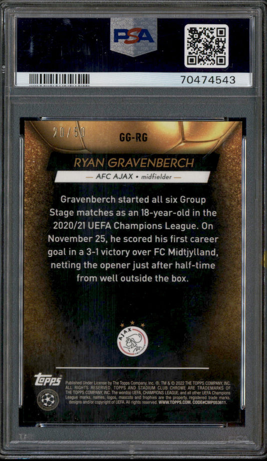 2021 Stadium Club Chrome Glimpses Gold Refractor Ryan Gravenberch