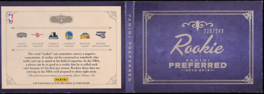 2012-13 Panini Preferred Rookie Memorabilia #4 RC Kawhi Leonard / Chandler Parsons / Derrick Williams / Harrison Barnes / Kenneth Faried / Michael Kidd-Gilchrist