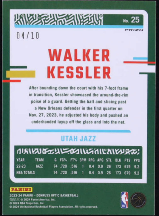 Walker Kessler 2023-24 Donruss Optic Fast Break Gold #25