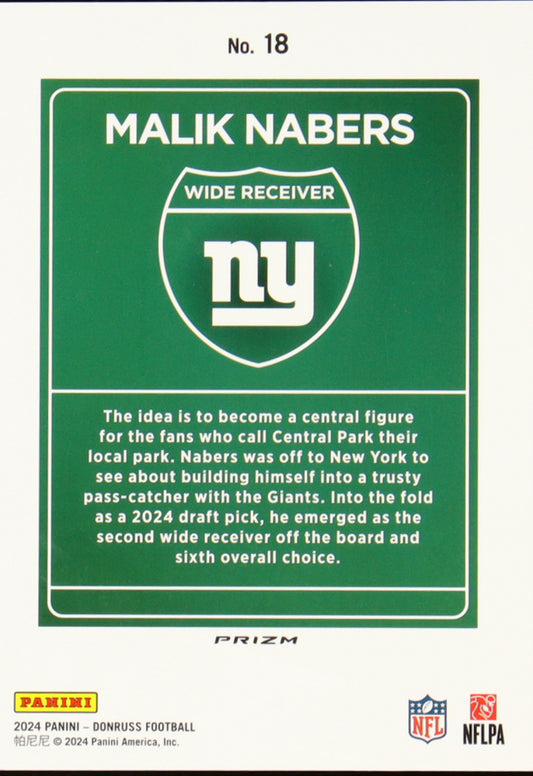 Malik Nabers 2024 Donruss Downtown! Oversize