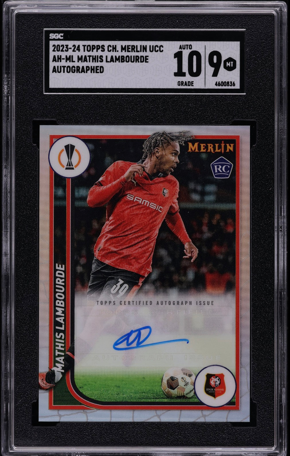 2023 Topps Chrome Merlin UCC Mathis Lambourde ROOKIE AUTO #AH-ML