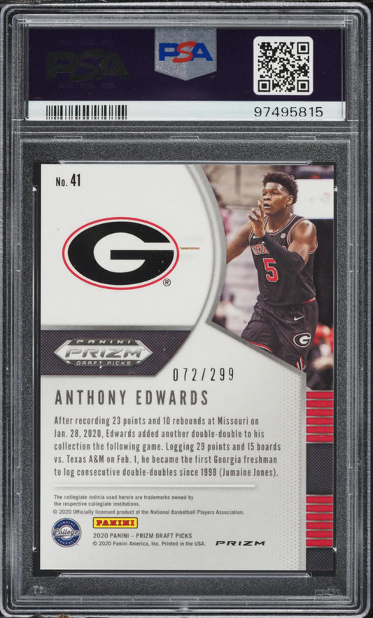 2020 Panini Prizm Draft Picks Red Prizm Anthony Edwards ROOKIE #41
