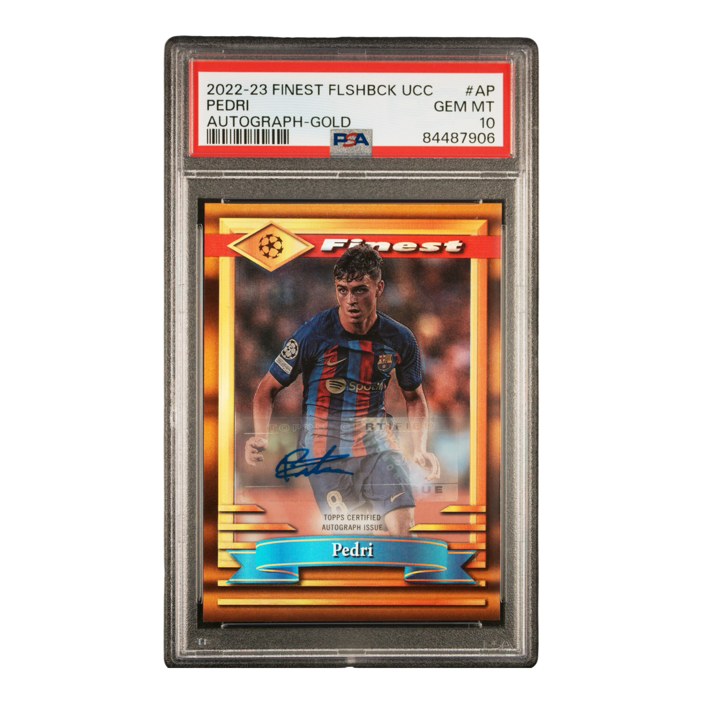 2022-23 TOPPS FINEST FLASHBACKS UEFA CLUB COMPETITIONS AUTOGRAPHS #AP PEDRI AUTOGRAPH-GOLD REFRACTOR