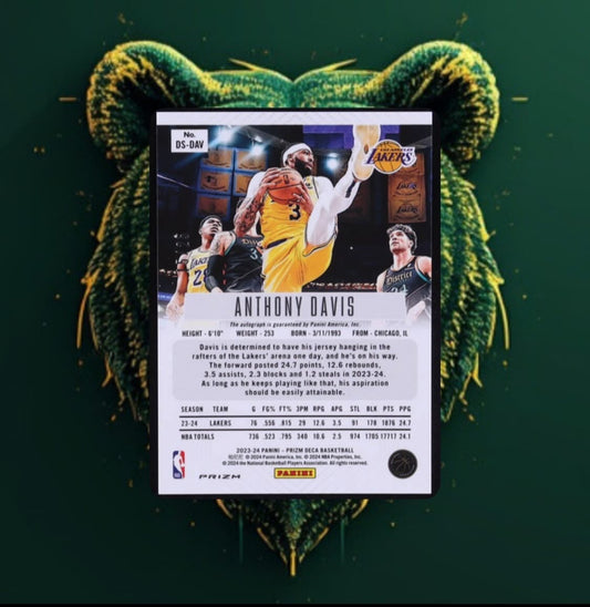 Anthony Davis 2023-24 Panini Prizm Deca Signatures Prizms Green Shimmer FOTL