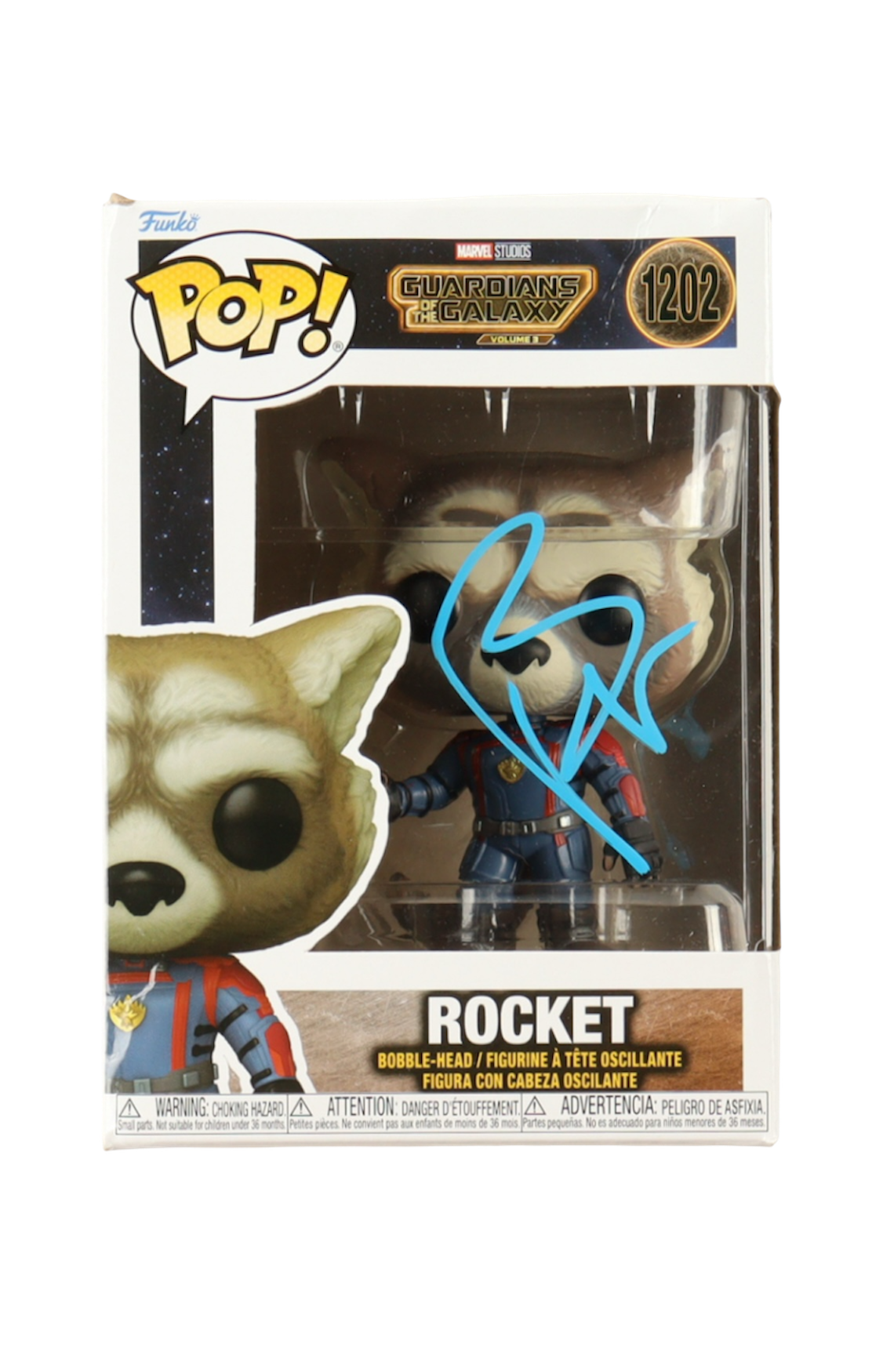 Bradley Cooper Signed "Guardians Of The Galaxy: Volume 3" #1202 Rocket Bobble-Head Funko Pop! Vinyl Figure