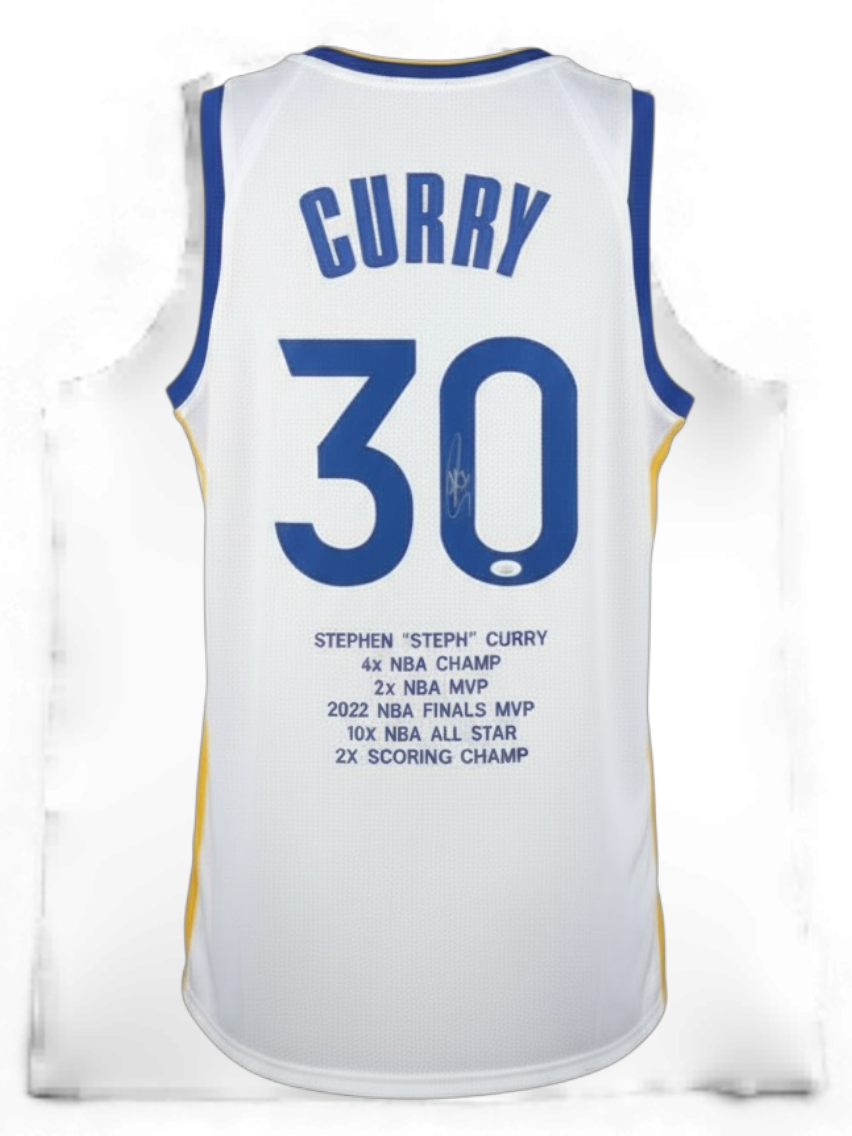 Stephen Curry Signed Career Highlight Stat Jersey