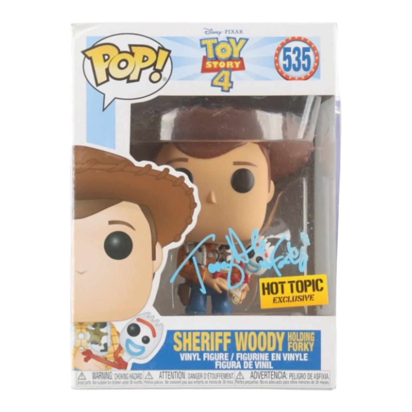 Tony Hale Signed "Toy Story 4" #535 Sheriff Woody Holding Forky Funko(Beckett)