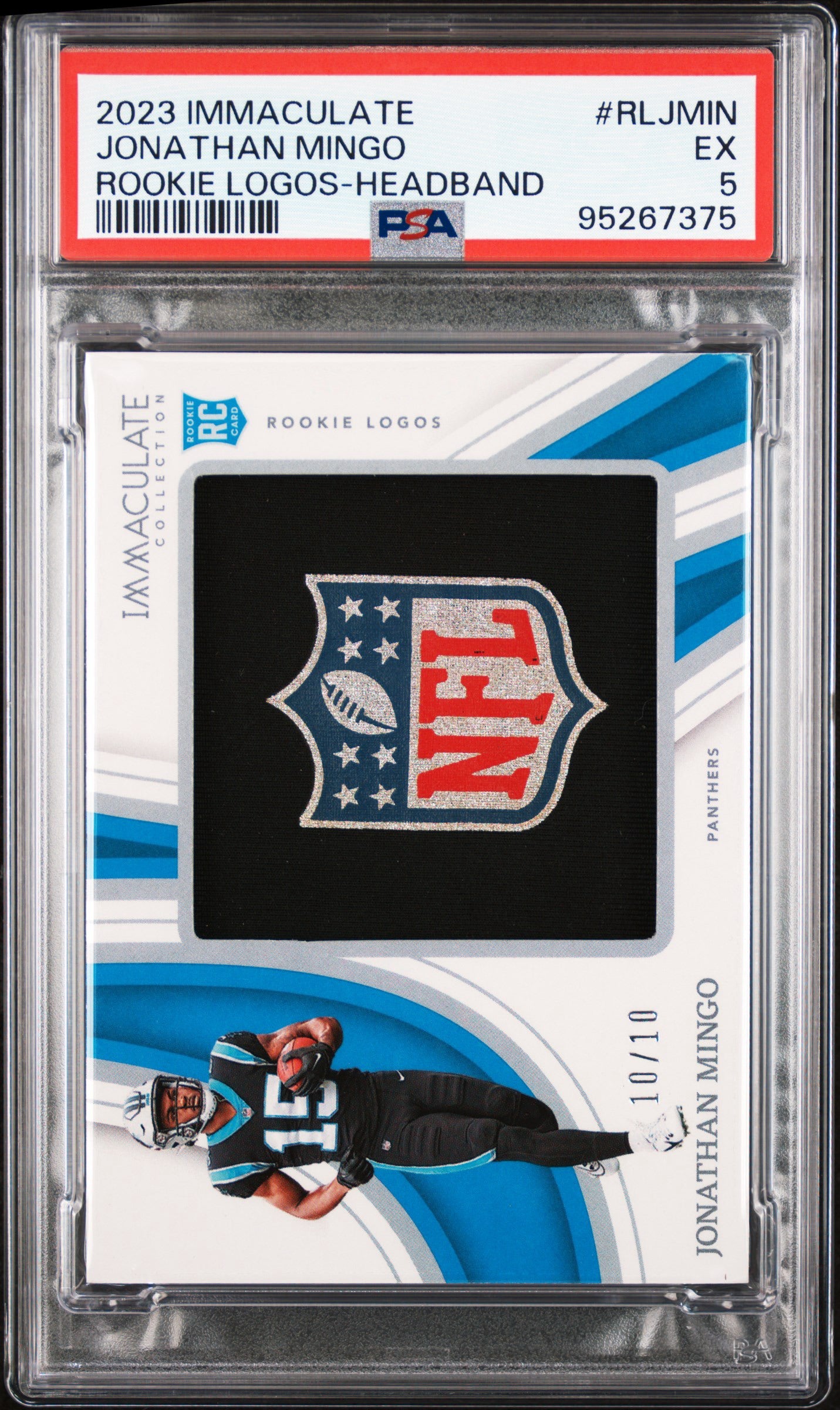 2023 PANINI IMMACULATE COLLECTION ROOKIE LOGOS #RLJMIN JONATHAN MINGO ROOKIE LOGOS-HEADBAND