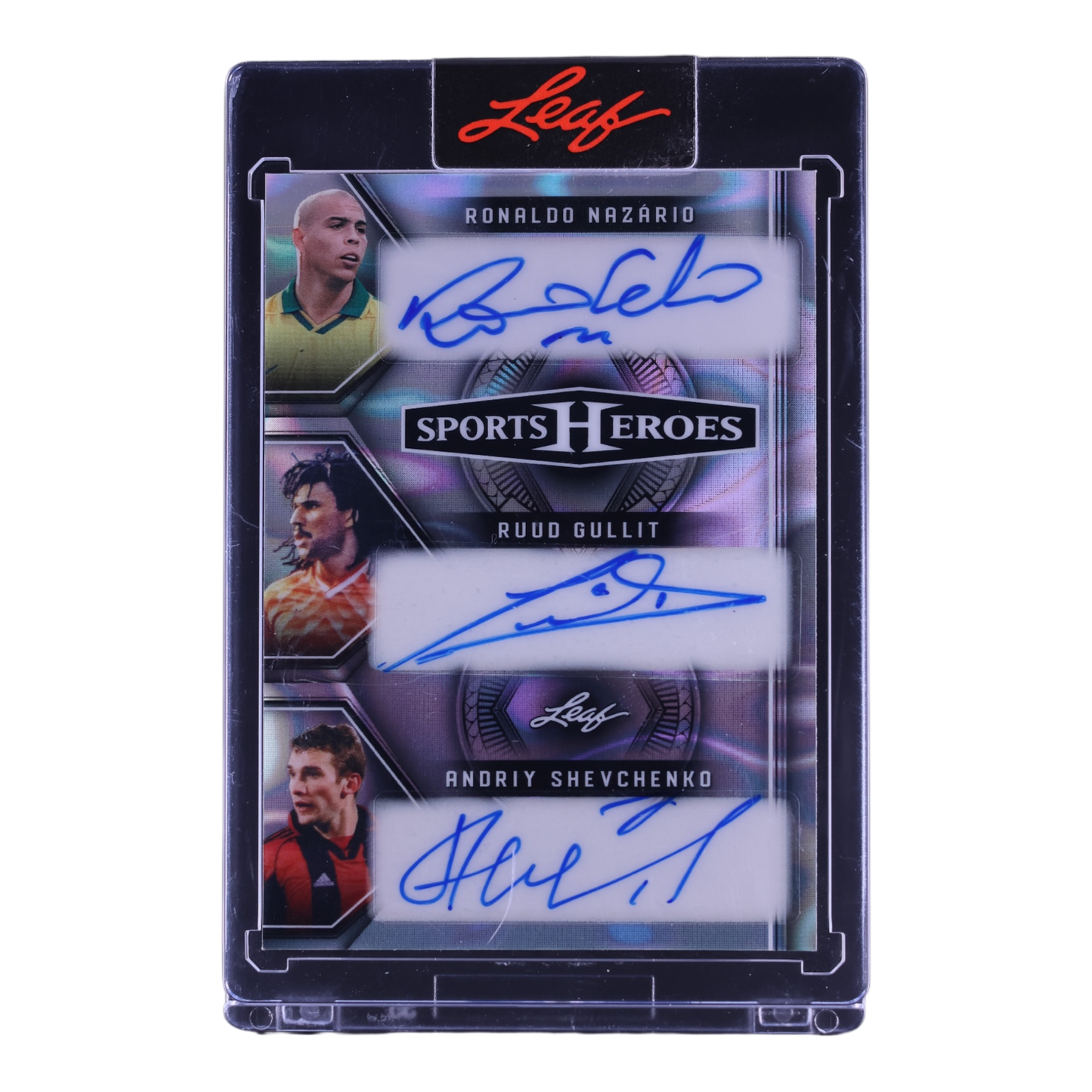 2025 Leaf Sports Heroes Ronaldo Nazario Ruud Gullit Andriy Shevchenko AUTO one of one