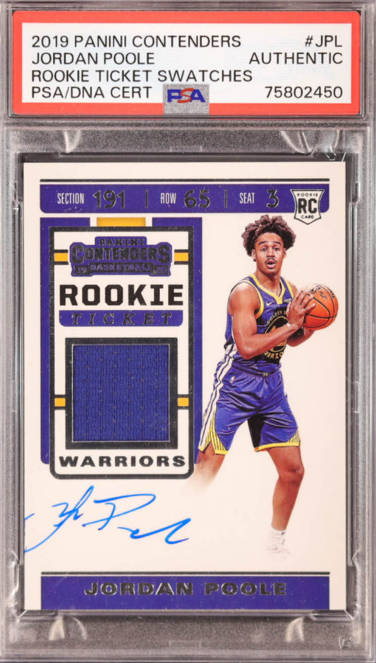 Jordan Poole Signed 2019-20 Panini Contenders Rookie Ticket #RTSJPL RC