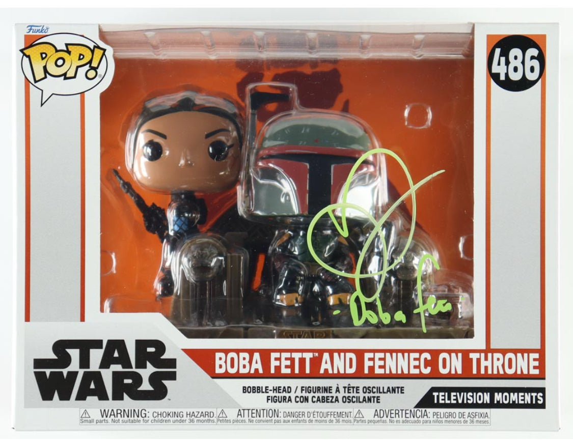Daniel Logan Signed "Star Wars" Boba Fett And Fennec On Throne #486 Funko Pop! Bobble-Head Vinyl Figure Inscribed "Boba Fett"