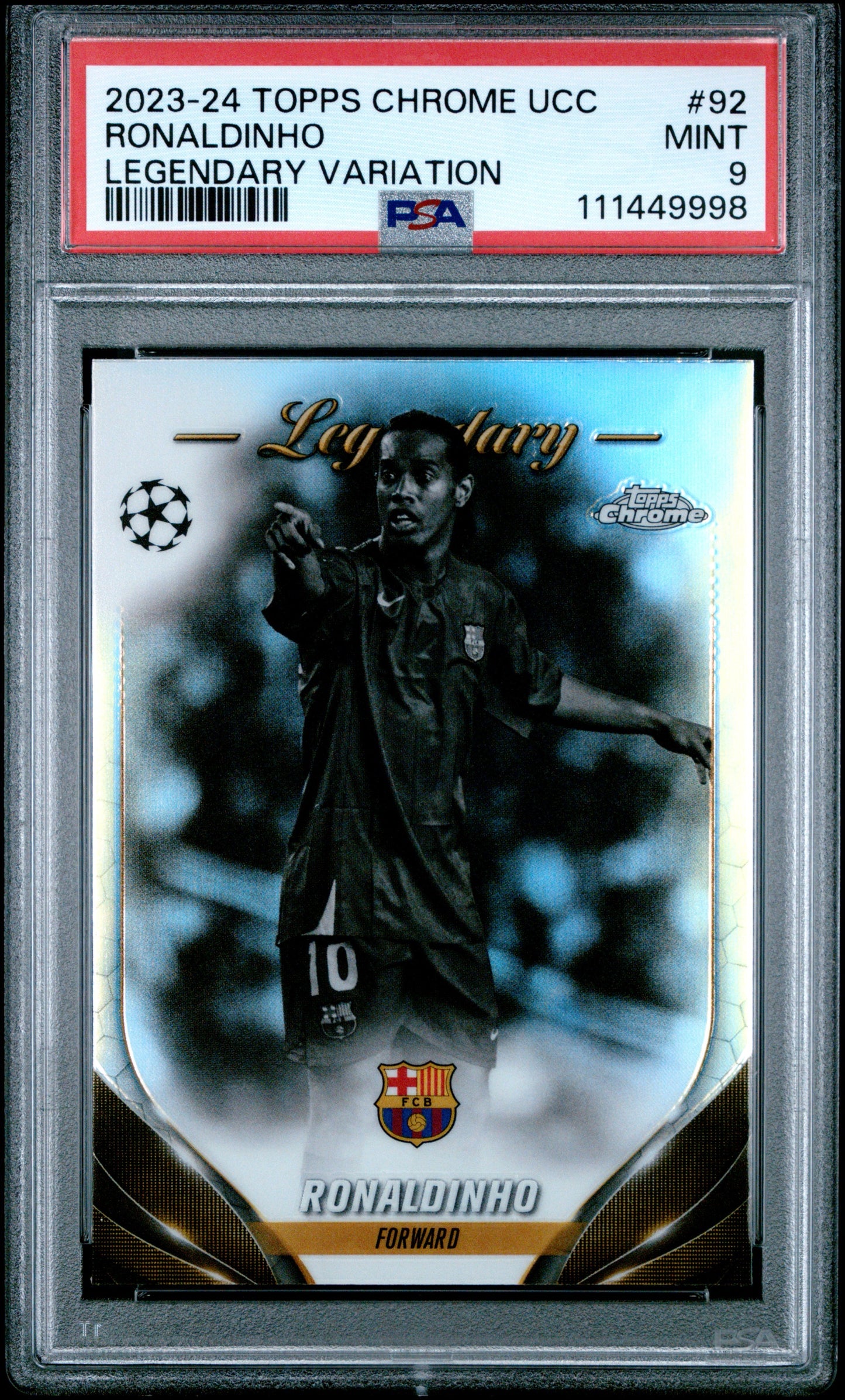 2023-24 TOPPS CHROME UEFA CLUB COMPETITIONS #92 RONALDINHO LEGENDARY VARIATION