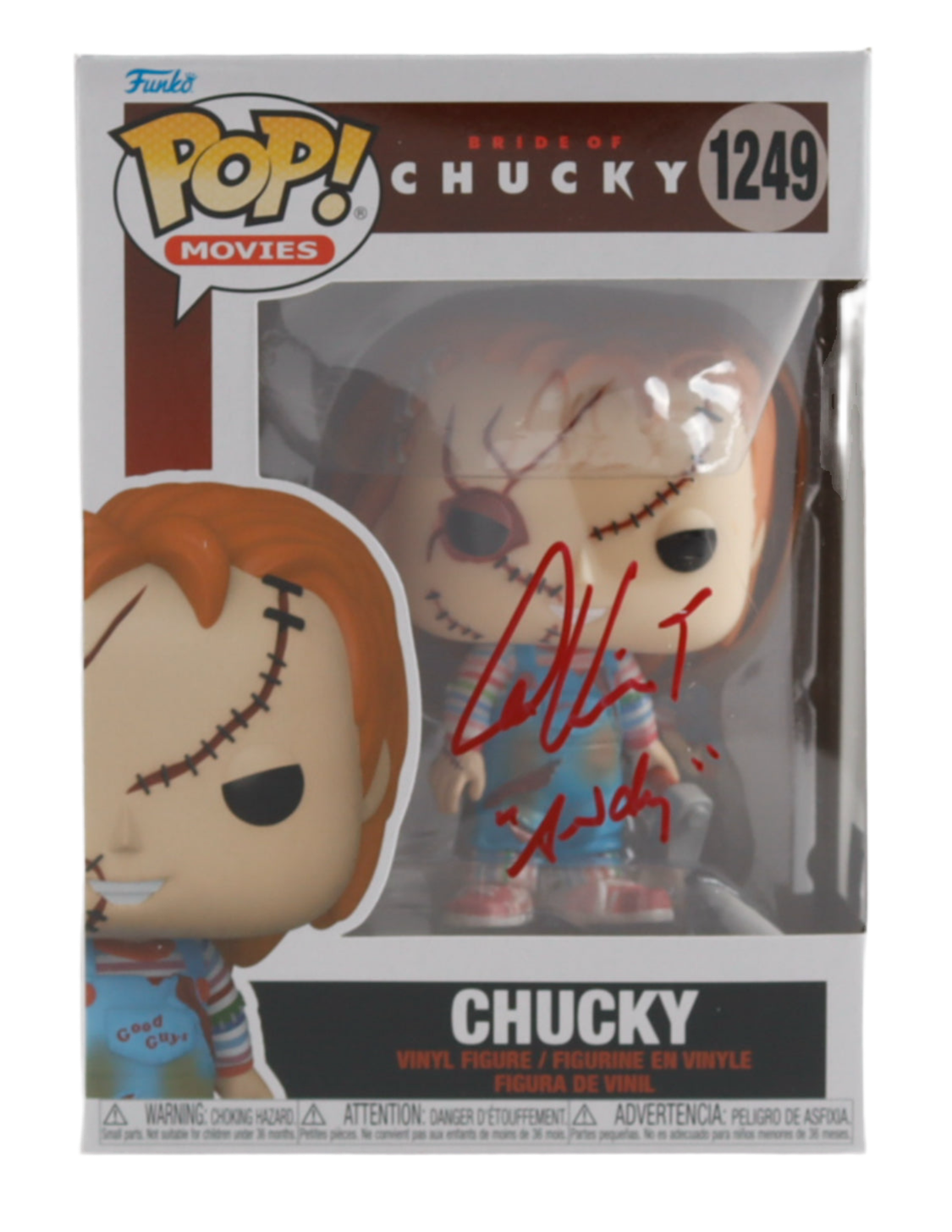 Alex Vincent Signed "Bride of Chucky" #1249 Chucky Funko Pop! Inscribed "Andy"
