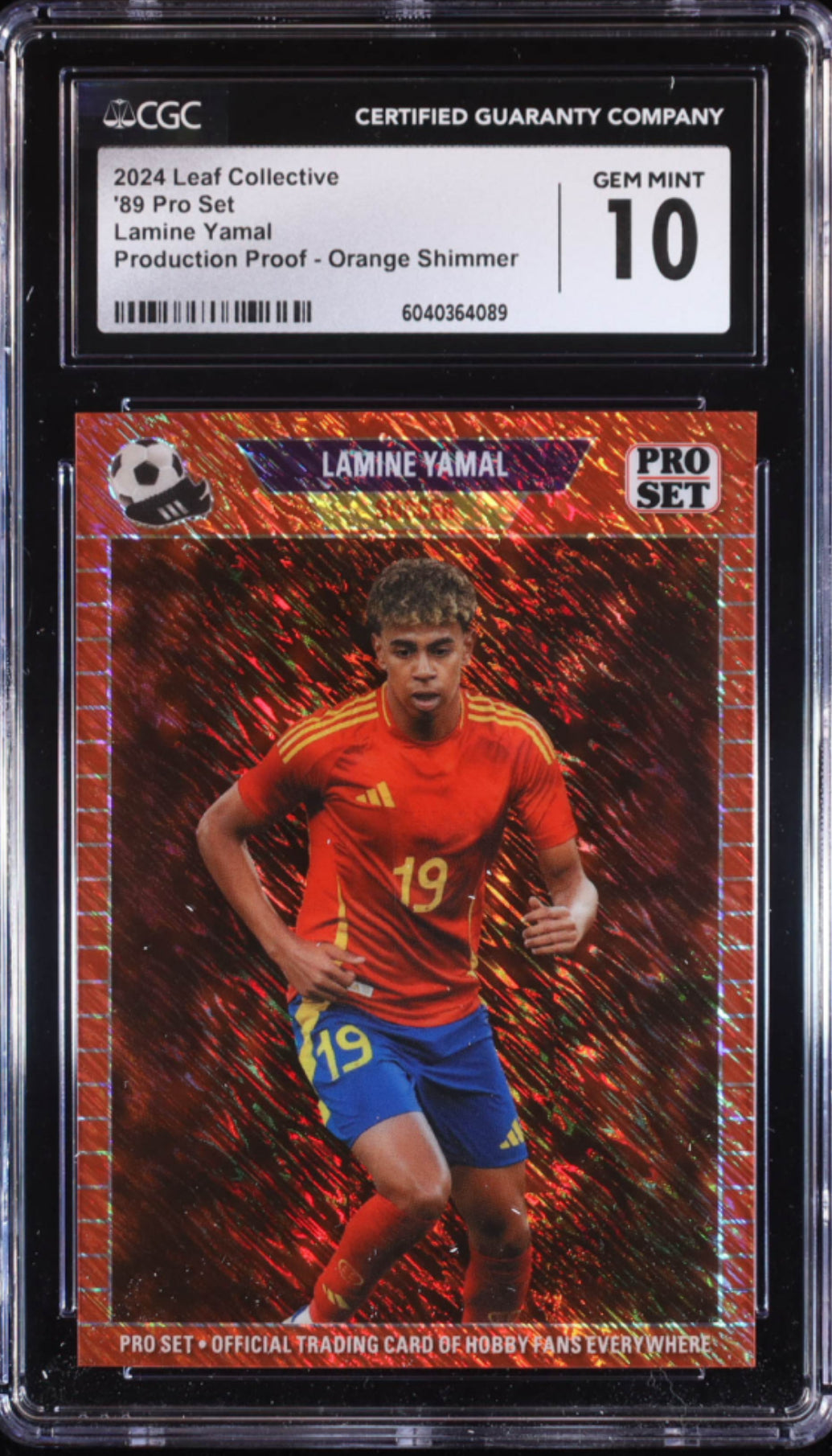 Lamine Yamal 2024 Leaf Collective '89 Pro Set Pre-Production Proof Orange Shimmer #NN RC