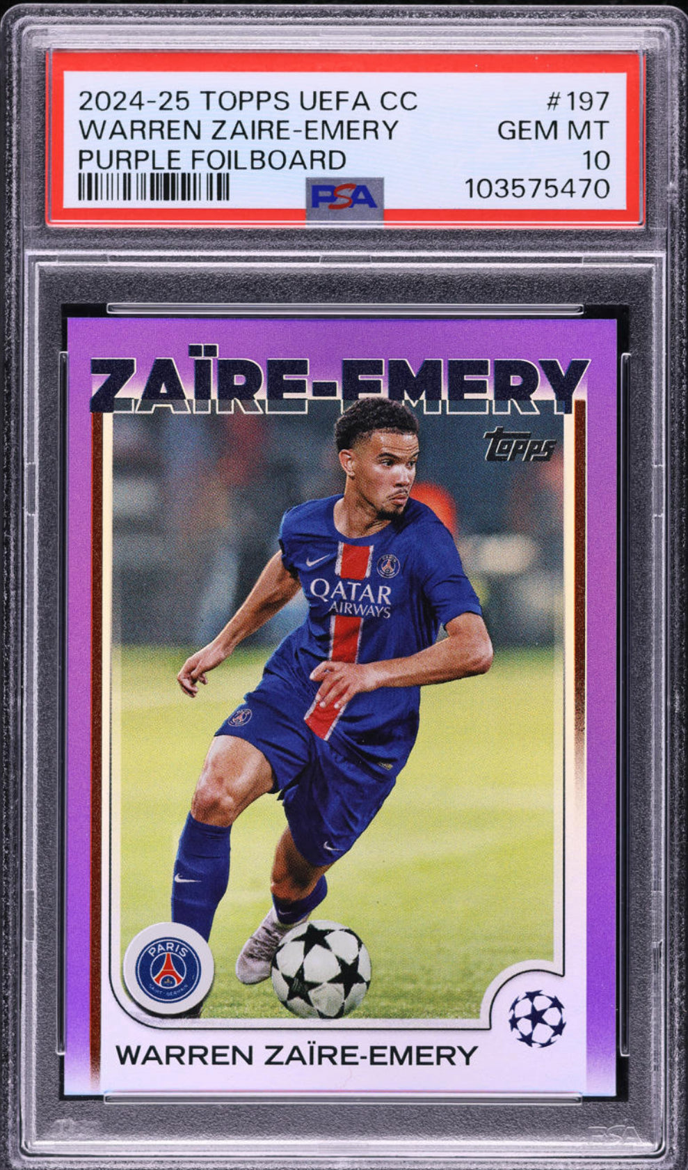 2024 Topps UEFA Club Competitions Purple Foil Warren Zaire-Emery 1/15