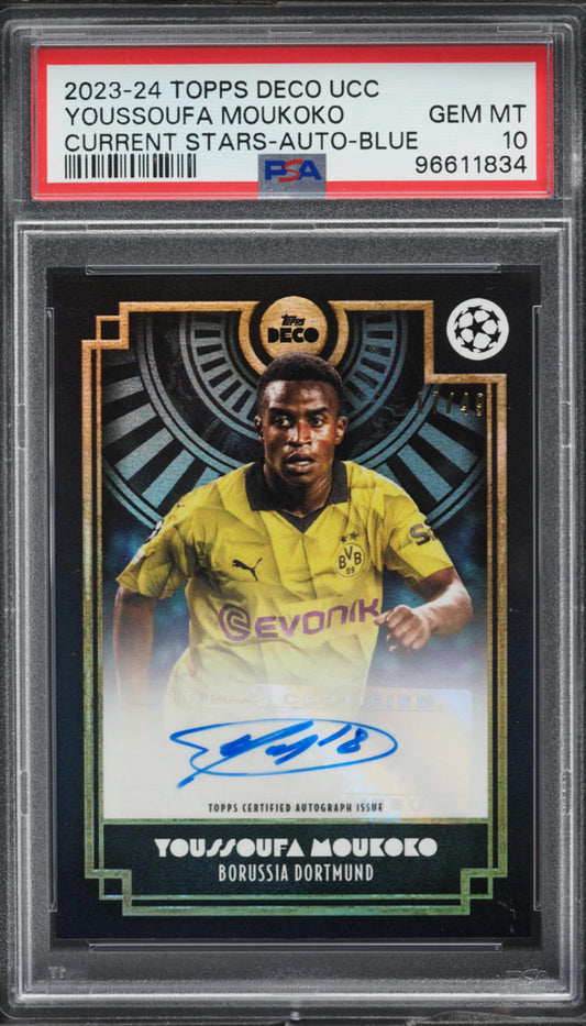 2023 Topps Deco UEFA Current Stars Blue Youssoufa Moukoko AUTO
