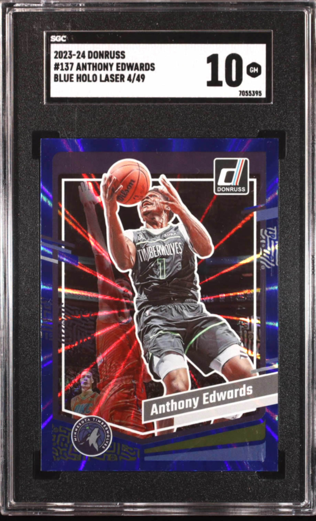 Anthony Edwards 2023-24 Donruss Holo Blue Laser #137