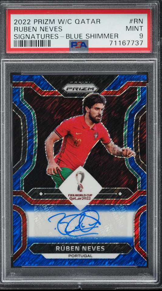 2022 Panini Prizm World Cup Blue Shimmer Ruben Neves AUTO #S-RN