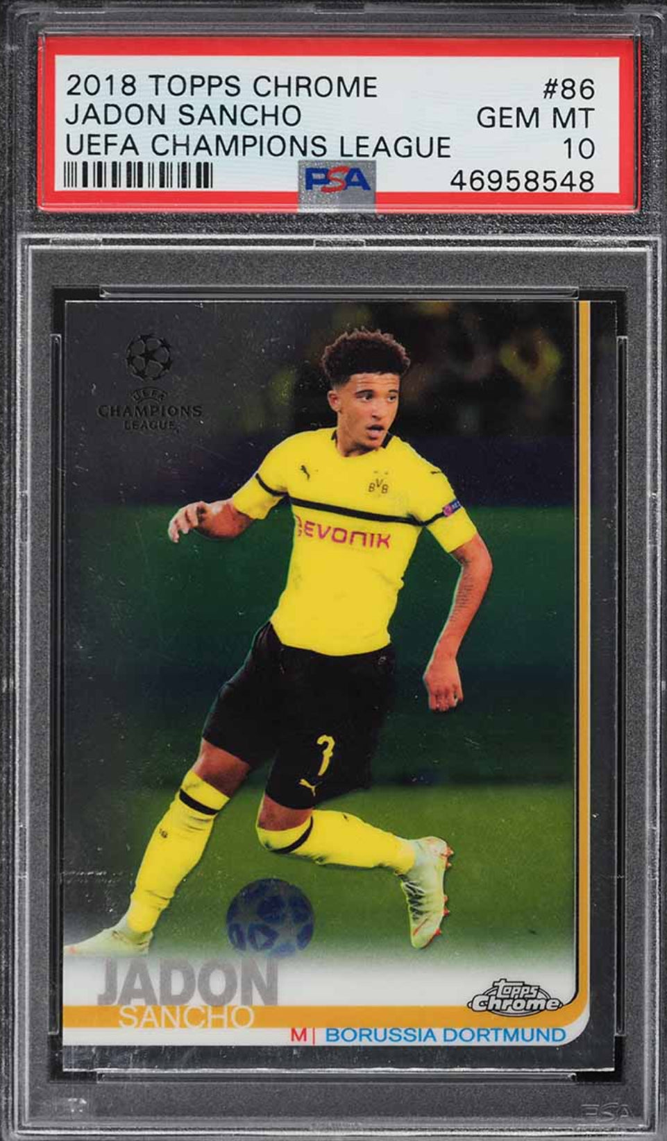 2018 Topps Chrome UEFA Champions League Jadon Sancho ROOKIE #86