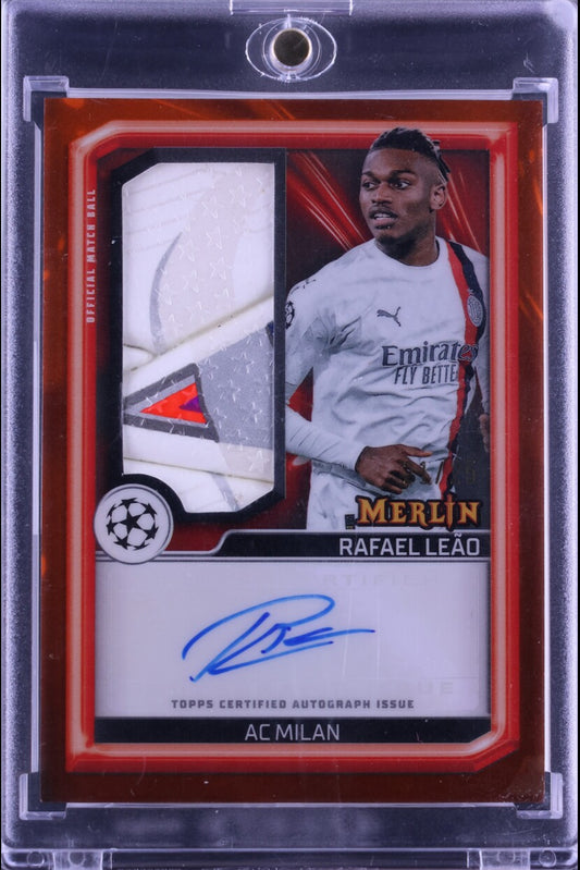 2023-24 Topps Merlin UCC Match Ball Orange Rafael Leao PATCH AUTO