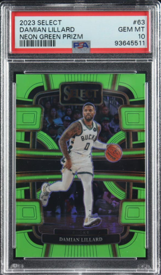 Damian Lillard 2023-24 Select Prizms Neon Green #63