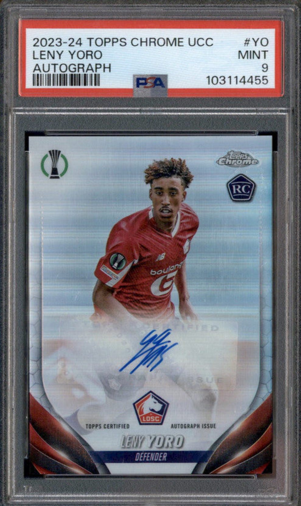 2023/24 Topps Chrome UCC Rookie Autograph Leny Yoro RC