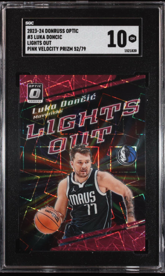 Luka Doncic 2023-24 Donruss Optic Lights Out Pink Velocity #3