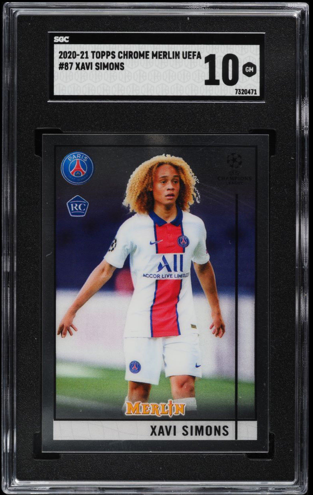 2020 Topps Chrome Merlin UEFA Xavi Simons ROOKIE #87