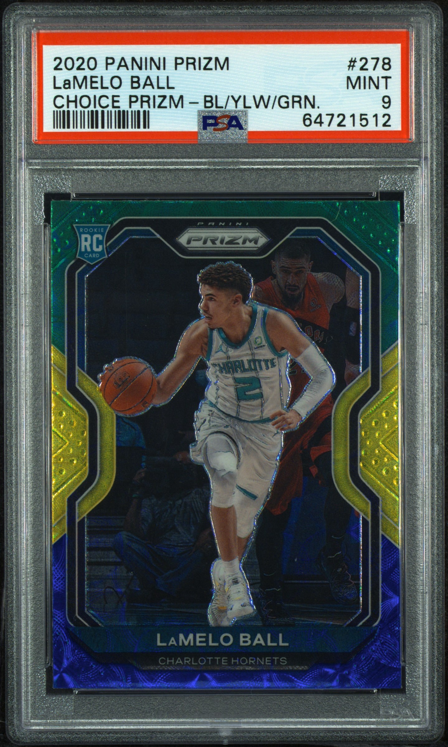 2020 PANINI PRIZM #278 LAMELO BALL CHOICE PRIZM-BL/YLW/GRN.