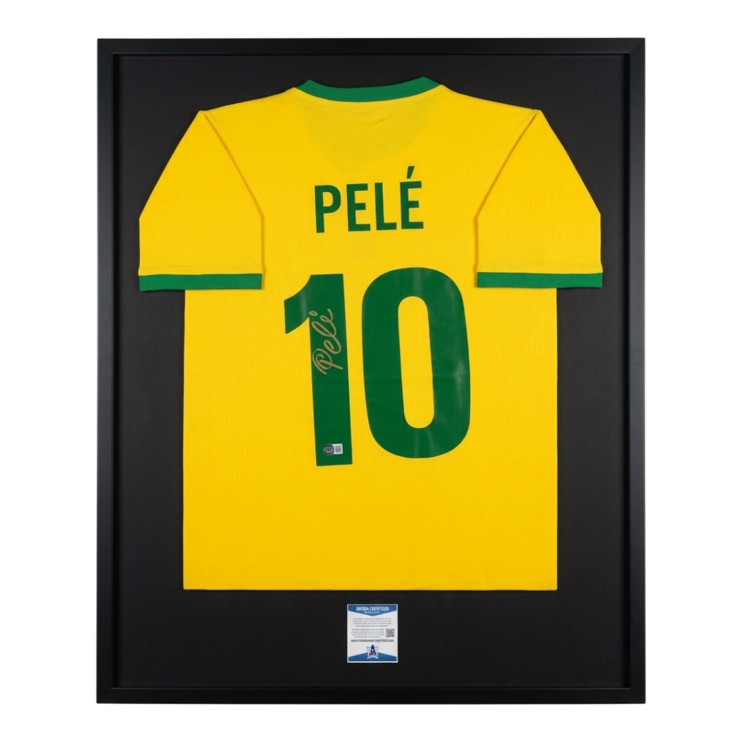 Pele Signed Custom Framed Jersey