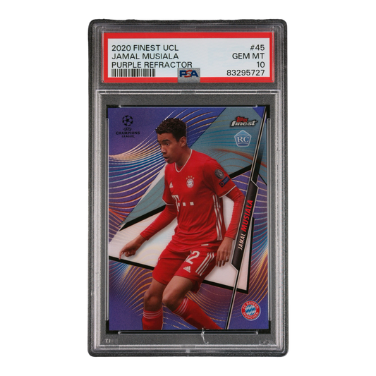 2020 TOPPS FINEST UEFA CHAMPIONS LEAGUE #45 JAMAL MUSIALA PURPLE REFRACTOR