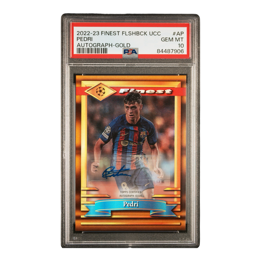 2022-23 TOPPS FINEST FLASHBACKS UEFA CLUB COMPETITIONS AUTOGRAPHS #AP PEDRI AUTOGRAPH-GOLD REFRACTOR