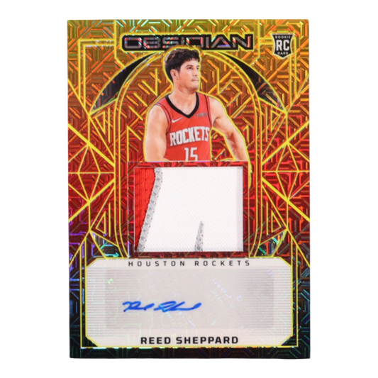 Reed Sheppard 2024-25 Panini Obsidian Electric Etch Molten Mojo #220 Jersey Autograph RC