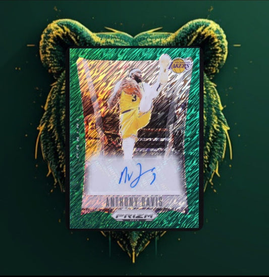 Anthony Davis 2023-24 Panini Prizm Deca Signatures Prizms Green Shimmer FOTL