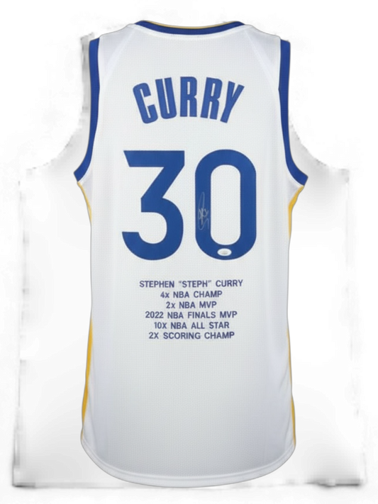 Stephen Curry Signed Career Highlight Stat Jersey