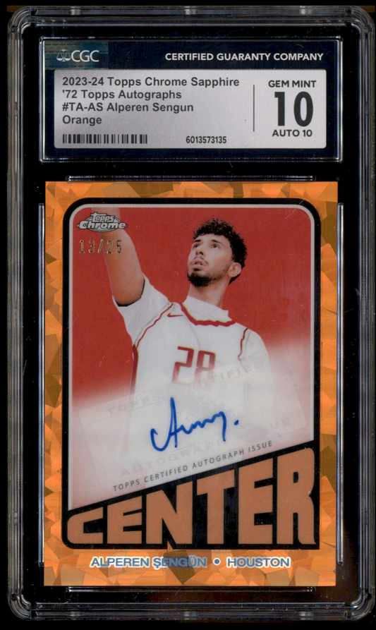 2023 Topps Chrome Sapphire '72 Autograph Orange Alperen Sengun Auto