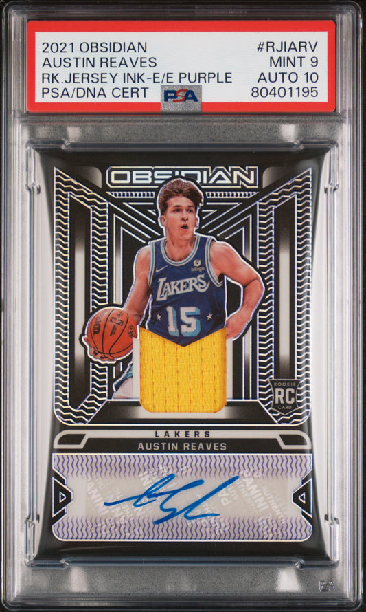 2021 PANINI OBSIDIAN ROOKIE JERSEY INK #RJIARV AUSTIN REAVES RK.JERSEY INK-E/E PURPLE
