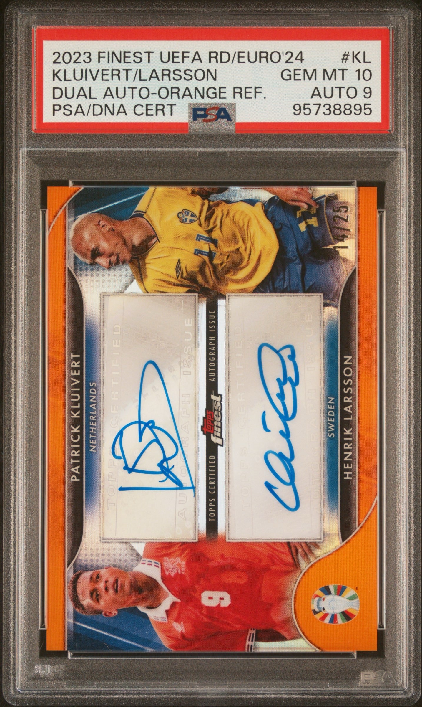 2023 TOPPS FINEST ROAD TO UEFA EURO 2024 FINEST DUAL AUTOGRAPHS #KL KLUIVERT/LARSSON DUAL AUTO-ORANGE REF.