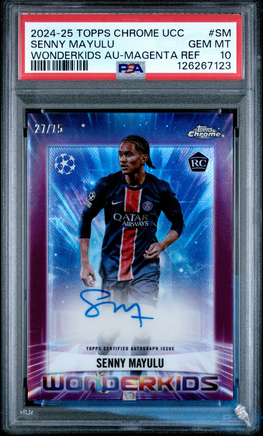 2024-25 TOPPS CHROME UEFA CLUB COMPETITIONS WONDERKIDS AUTOGRAPHS #SM SENNY MAYULU WONDERKIDS AU-MAGENTA REF