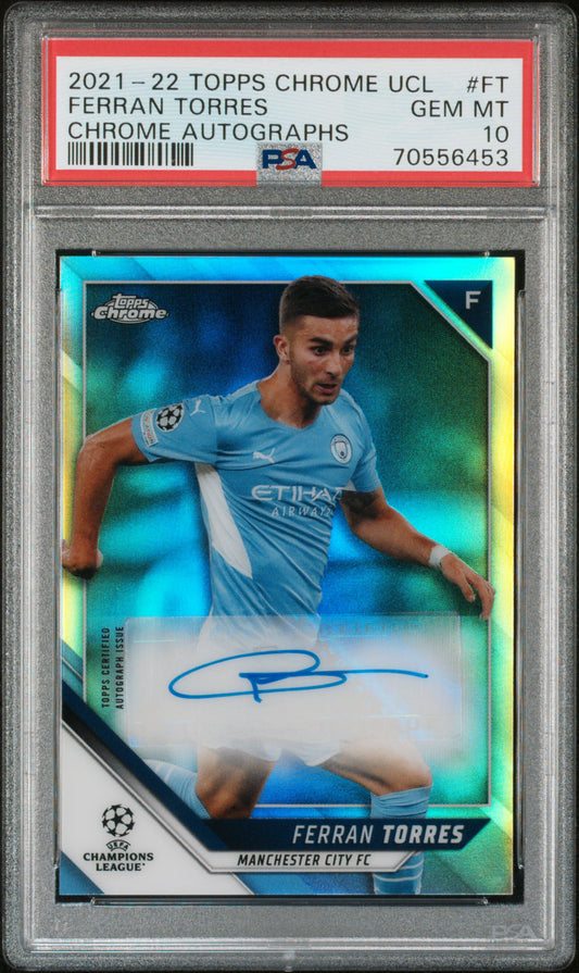 2021 TOPPS CHROME UEFA CHAMPIONS LEAGUE CHROME AUTOGRAPHS #FT FERRAN TORRES CHROME AUTOGRAPHS