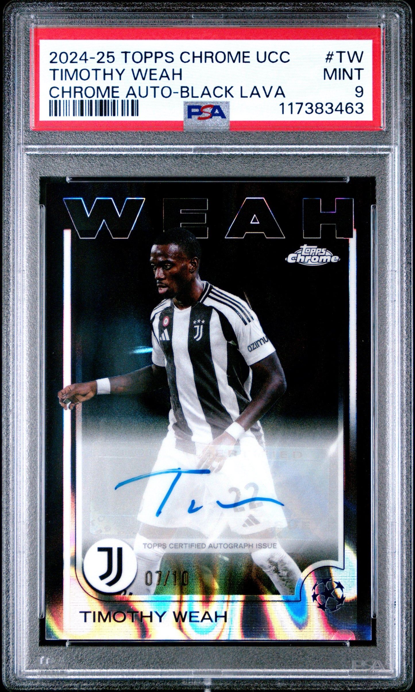 2024-25 TOPPS CHROME UEFA CLUB COMPETITIONS CHROME AUTOGRAPHS #TW TIMOTHY WEAH CHROME AUTO-BLACK LAVA