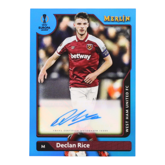 Declan Rice 2021-22 Merlin UEFA Champions League Autographs Blue Refractors #ADR