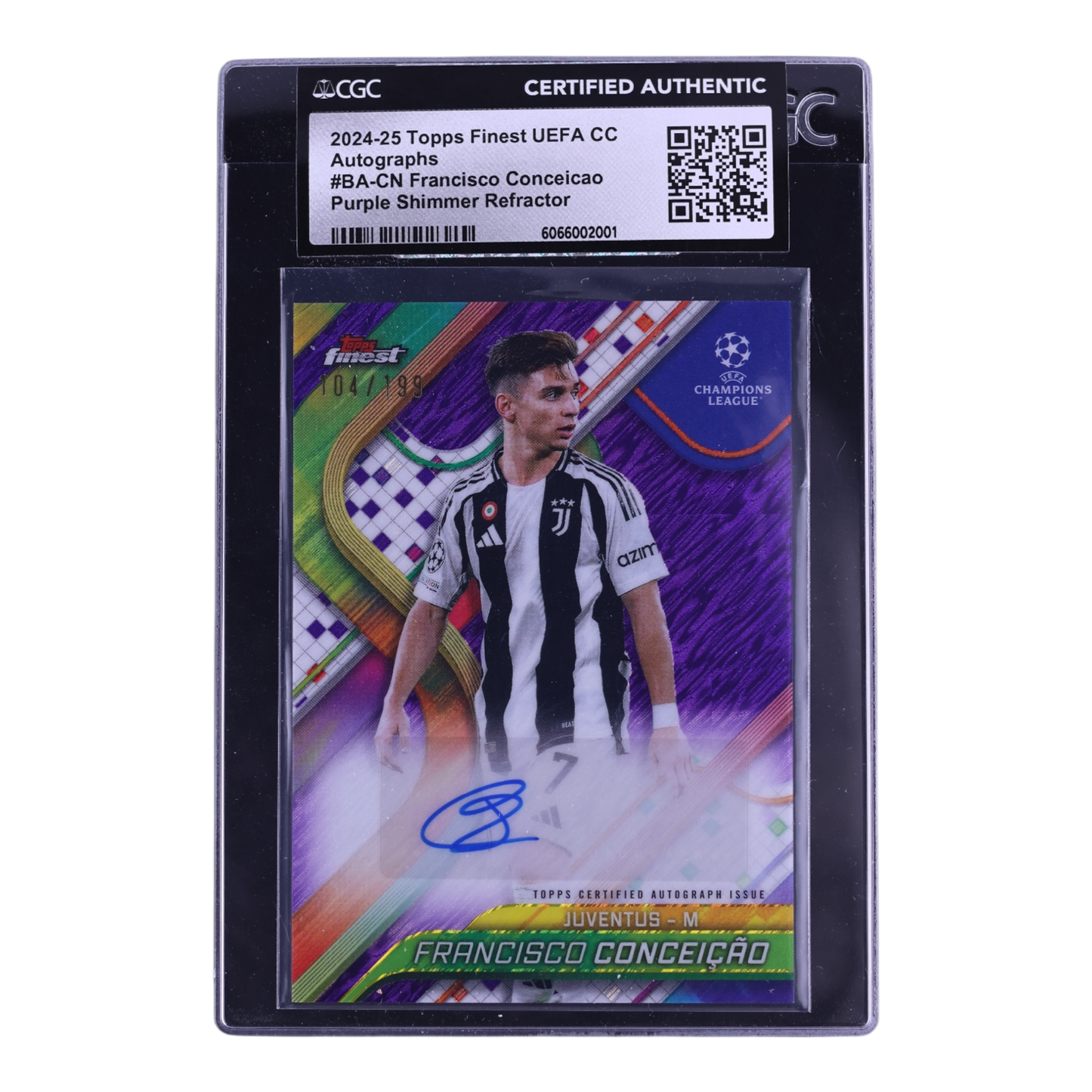 2024 Finest UEFA CC Purple Shimmer Ref. Francisco Conceicao AUTO