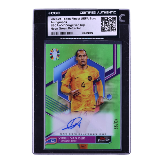 2023 Finest UEFA Euro Neon Green Refractor Virgil Van Dijk
